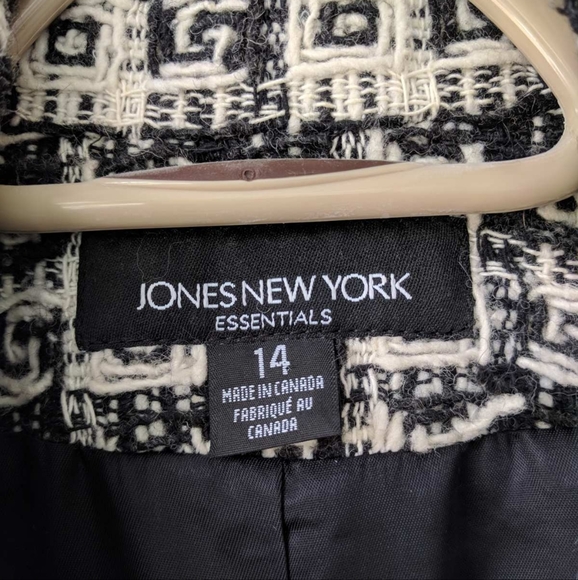 Jones New York Black and Off-white Blazer Wool Blend Thick Textured Size 12 - Picture 12 of 13